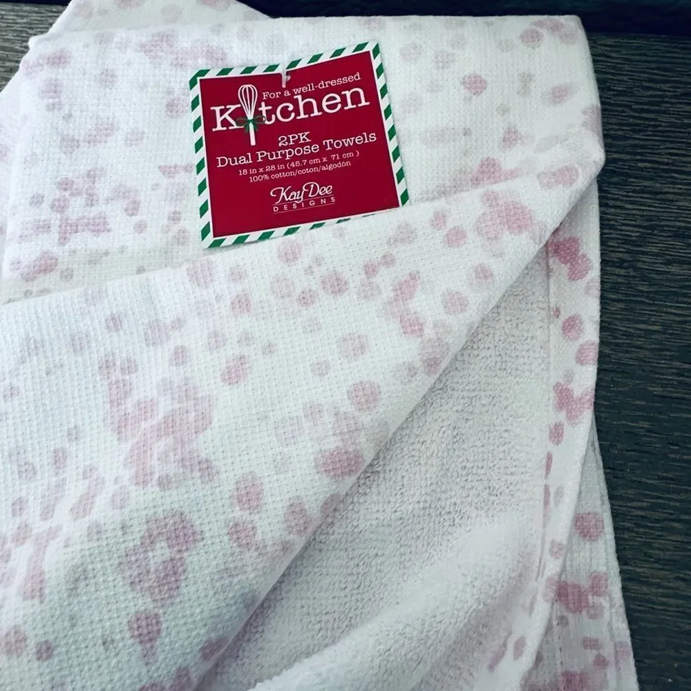 Pink Dog Christmas Tree Holiday Kitchen Dosh Towels Set